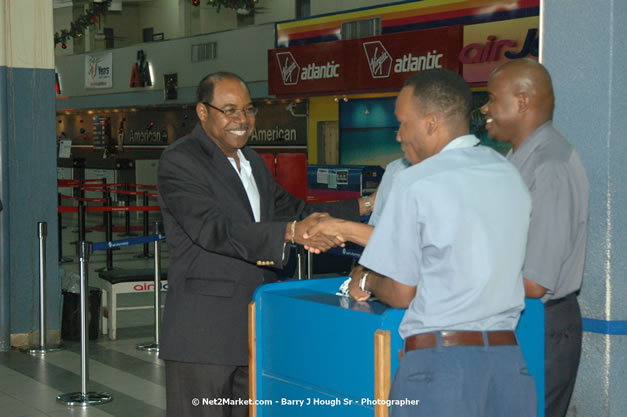 Minister of Tourism, Hon. Edmund Bartlett - Director of Tourism, Basil Smith, and Mayor of Montego Bay, Councilor Charles Sinclair Launch of Winter Tourism Season at Sangster International Airport, Saturday, December 15, 2007 - Sangster International Airport - MBJ Airports Limited, Montego Bay, Jamaica W.I. - Photographs by Net2Market.com - Barry J. Hough Sr, Photographer - Negril Travel Guide, Negril Jamaica WI - http://www.negriltravelguide.com - info@negriltravelguide.com...!