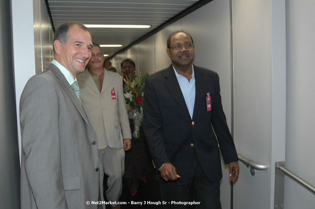 Minister of Tourism, Hon. Edmund Bartlett - Director of Tourism, Basil Smith, and Mayor of Montego Bay, Councillor Charles Sinclair Launch of Winter Tourism Season at Sangster International Airport, Saturday, December 15, 2007 - Sangster International Airport - MBJ Airports Limited, Montego Bay, Jamaica W.I. - Photographs by Net2Market.com - Barry J. Hough Sr, Photographer - Negril Travel Guide, Negril Jamaica WI - http://www.negriltravelguide.com - info@negriltravelguide.com...!