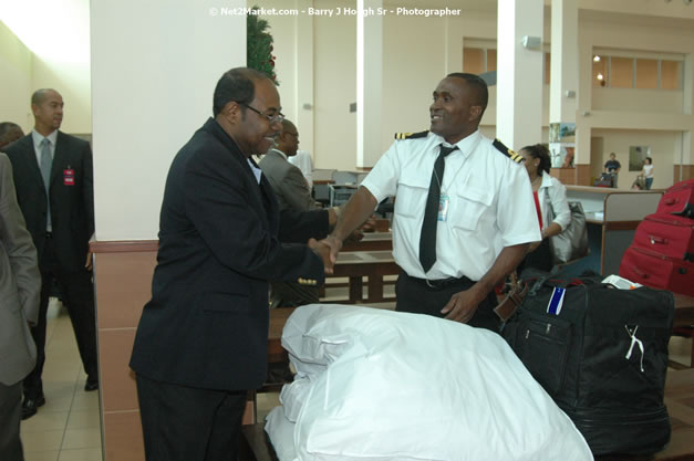 Minister of Tourism, Hon. Edmund Bartlett - Director of Tourism, Basil Smith, and Mayor of Montego Bay, Councillor Charles Sinclair Launch of Winter Tourism Season at Sangster International Airport, Saturday, December 15, 2007 - Sangster International Airport - MBJ Airports Limited, Montego Bay, Jamaica W.I. - Photographs by Net2Market.com - Barry J. Hough Sr, Photographer - Negril Travel Guide, Negril Jamaica WI - http://www.negriltravelguide.com - info@negriltravelguide.com...!