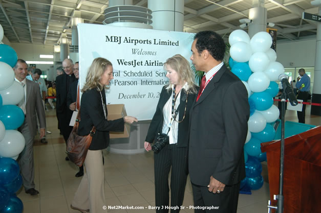 MBJ Airports Limited Welcomes WestJet Airlines - Inaugural Scheduled Service From Toronto Pearsons International Airport - Monday, December 10, 2007 - Sangster International Airport - MBJ Airports Limited, Montego Bay, Jamaica W.I. - Photographs by Net2Market.com - Barry J. Hough Sr, Photographer - Negril Travel Guide, Negril Jamaica WI - http://www.negriltravelguide.com - info@negriltravelguide.com...!