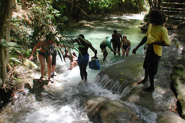 Riverwalk at   Mayfield Falls - Negril, Jamaica W.I. - Saturday, December 8, 2001 - Negril Travel Guide