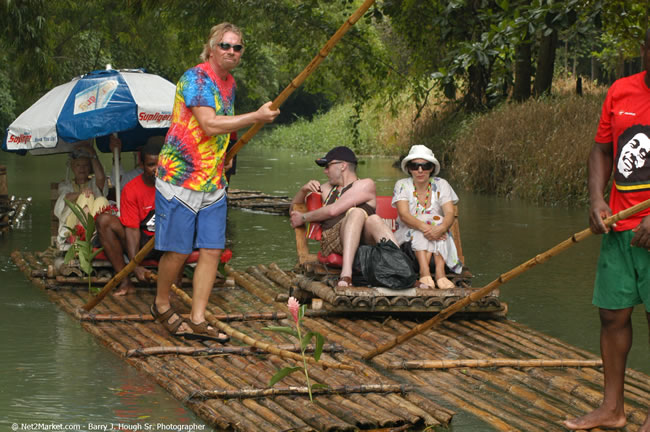 Rafting on the Martha Brae - Virgin Atlantic Inaugural Flight To Montego Bay, Jamaica Photos - Sir Richard Bronson, President & Family, and 450 Passengers - Rafting on the Martha Brae - Tuesday, July 4, 2006 - Negril Travel Guide, Negril Jamaica WI - http://www.negriltravelguide.com - info@negriltravelguide.com...!