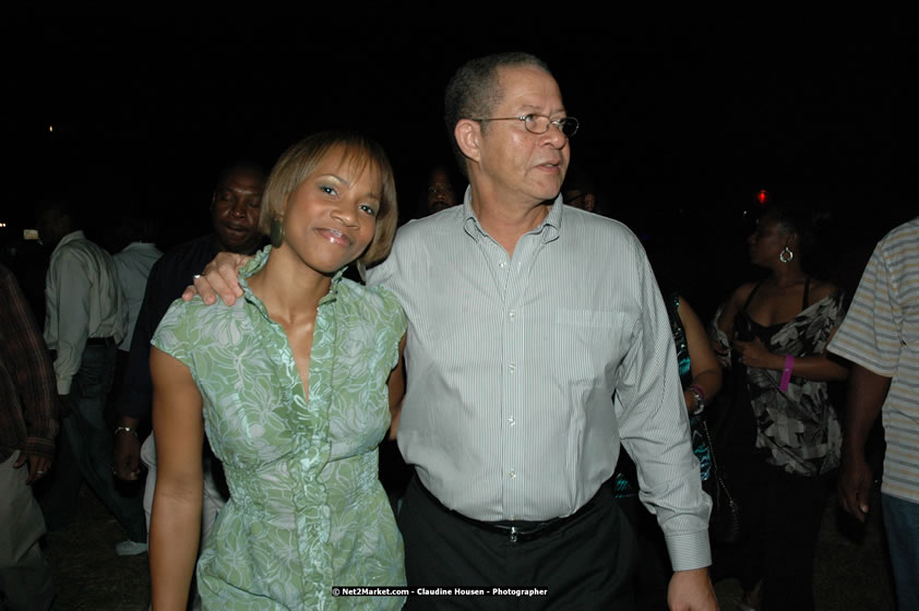 The Hon. Orette Bruce Goldwin, M.P., Prime Minister of Jamaica, Minister of Tourism, Hon. Edmund Bartlett, and Director of Tourism, Basil Smith at the Air Jamaica Jazz and Blues Festival 2008 The Art of Music - Thrusday, January 24, 2008 - Air Jamaica Jazz & Blues 2008 The Art of Music venue at the Aqaueduct on Rose Hall Resort & Counrty Club, Montego Bay, St. James, Jamaica W.I. - Thursday, January 24 - Saturday, January 26, 2008 - Photographs by Net2Market.com - Claudine Housen & Barry J. Hough Sr, Photographers - Negril Travel Guide, Negril Jamaica WI - http://www.negriltravelguide.com - info@negriltravelguide.com...!