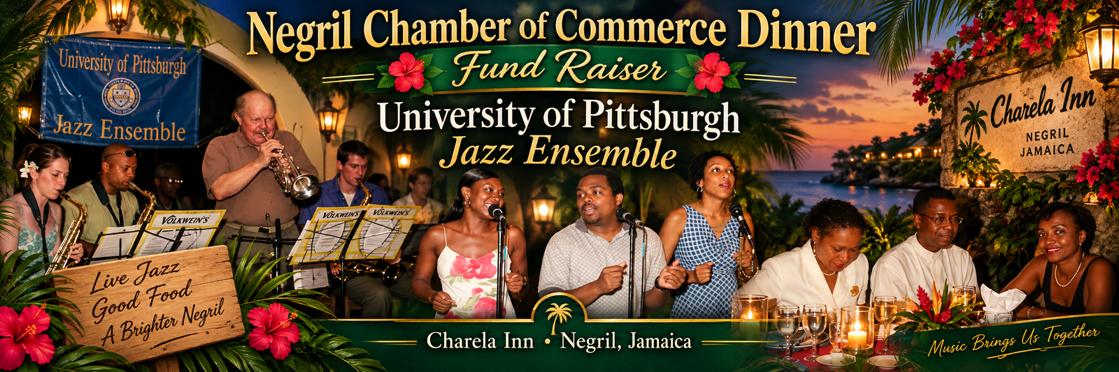 Negril Chamber of Commerce fund-raiser dinner with the University of Pittsburgh Jazz Ensemble at the Charela Inn