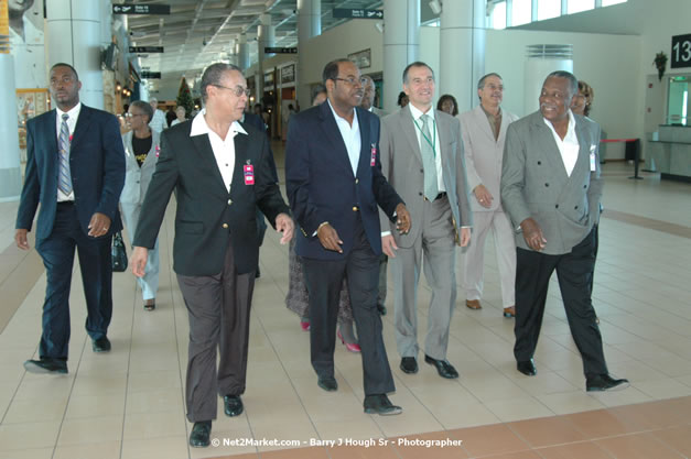 Minister of Tourism, Hon. Edmund Bartlett - Director of Tourism, Basil Smith, and Mayor of Montego Bay, Councillor Charles Sinclair Launch of Winter Tourism Season at Sangster International Airport, Saturday, December 15, 2007 - Sangster International Airport - MBJ Airports Limited, Montego Bay, Jamaica W.I. - Photographs by Net2Market.com - Barry J. Hough Sr, Photographer - Negril Travel Guide, Negril Jamaica WI - http://www.negriltravelguide.com - info@negriltravelguide.com...!