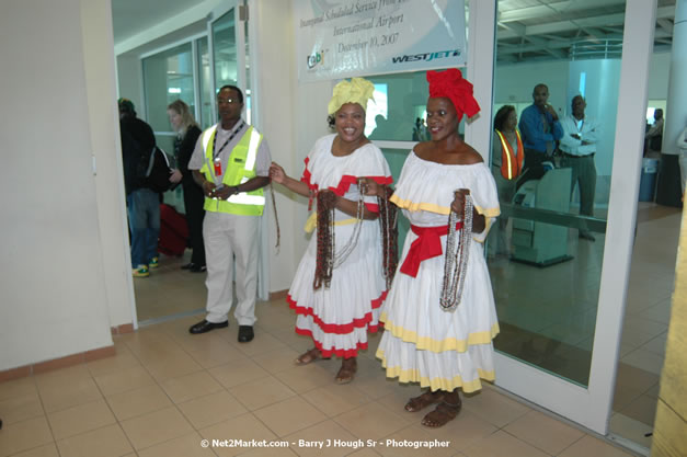 MBJ Airports Limited Welcomes WestJet Airlines - Inaugural Scheduled Service From Toronto Pearsons International Airport - Monday, December 10, 2007 - Sangster International Airport - MBJ Airports Limited, Montego Bay, Jamaica W.I. - Photographs by Net2Market.com - Barry J. Hough Sr, Photographer - Negril Travel Guide, Negril Jamaica WI - http://www.negriltravelguide.com - info@negriltravelguide.com...!