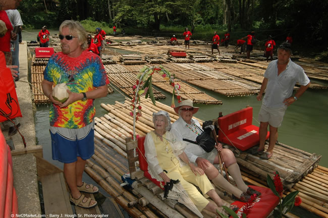 Rafting on the Martha Brae - Virgin Atlantic Inaugural Flight To Montego Bay, Jamaica Photos - Sir Richard Bronson, President & Family, and 450 Passengers - Rafting on the Martha Brae - Tuesday, July 4, 2006 - Negril Travel Guide, Negril Jamaica WI - http://www.negriltravelguide.com - info@negriltravelguide.com...!